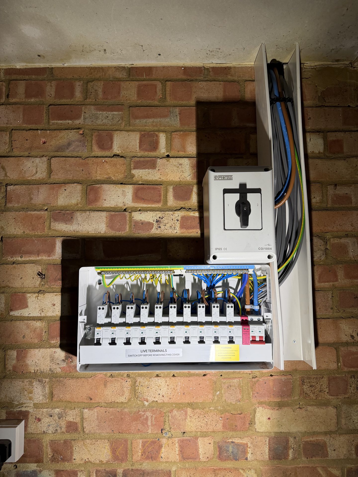 Consumer unit relocation work in progress — Hinton Electrics